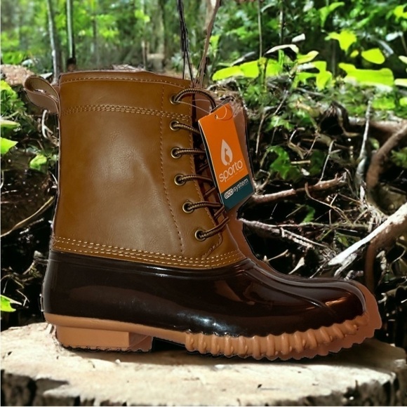 Sporto Womens Ariel Original Duck Rain Boots Sz 7 M Brown Water Resistance Snow - Picture 1 of 5